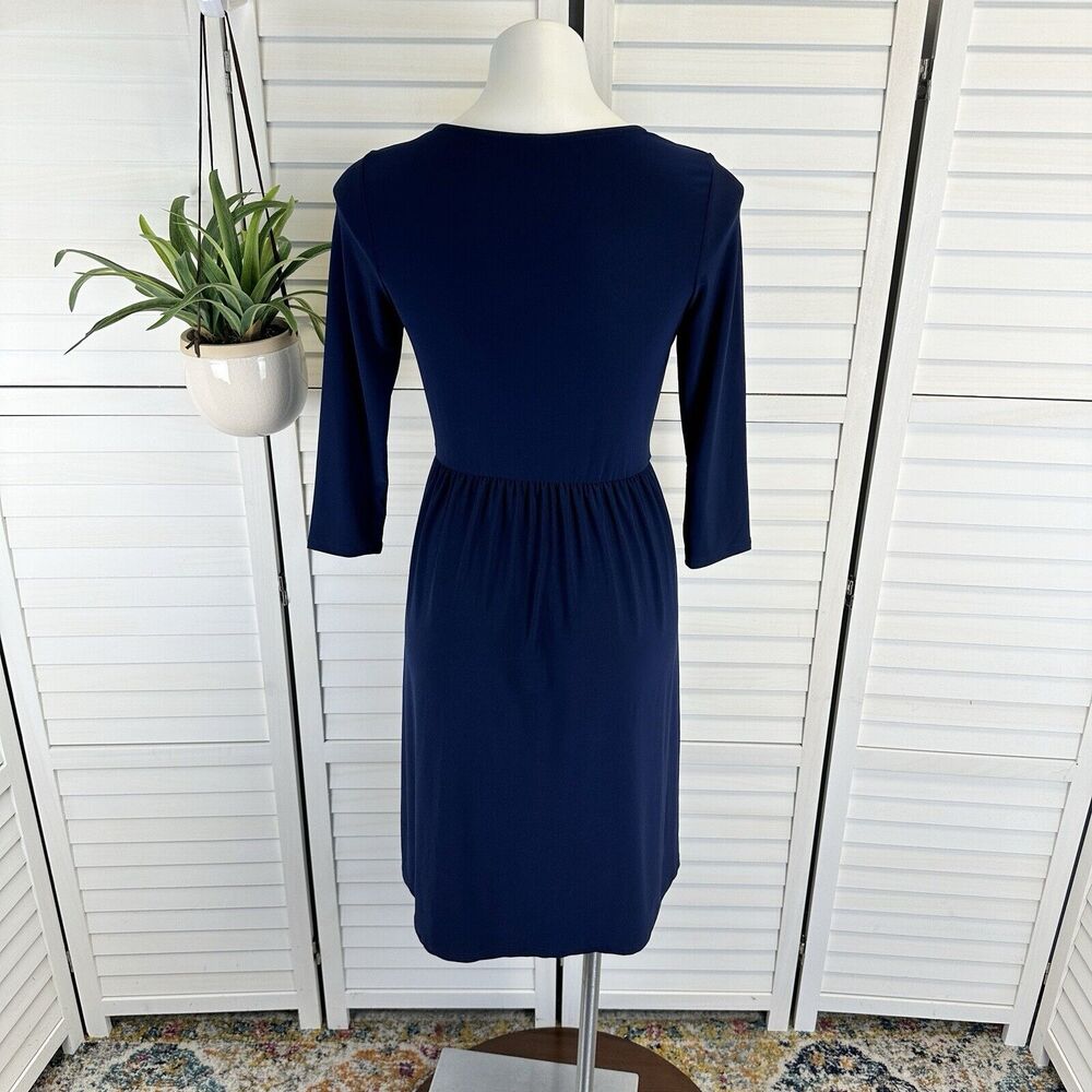 Gilli Navy Blue Layered Surplice A-Line Dress Stretch Knit USA Made Size M - Picture 5 of 9